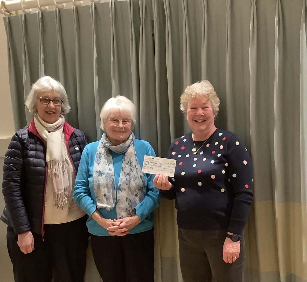 Cheque presented at January 2023 Members' Monthly Meeting to the Bembridge Friendship Circle for the Bembridge Community Bus Charity